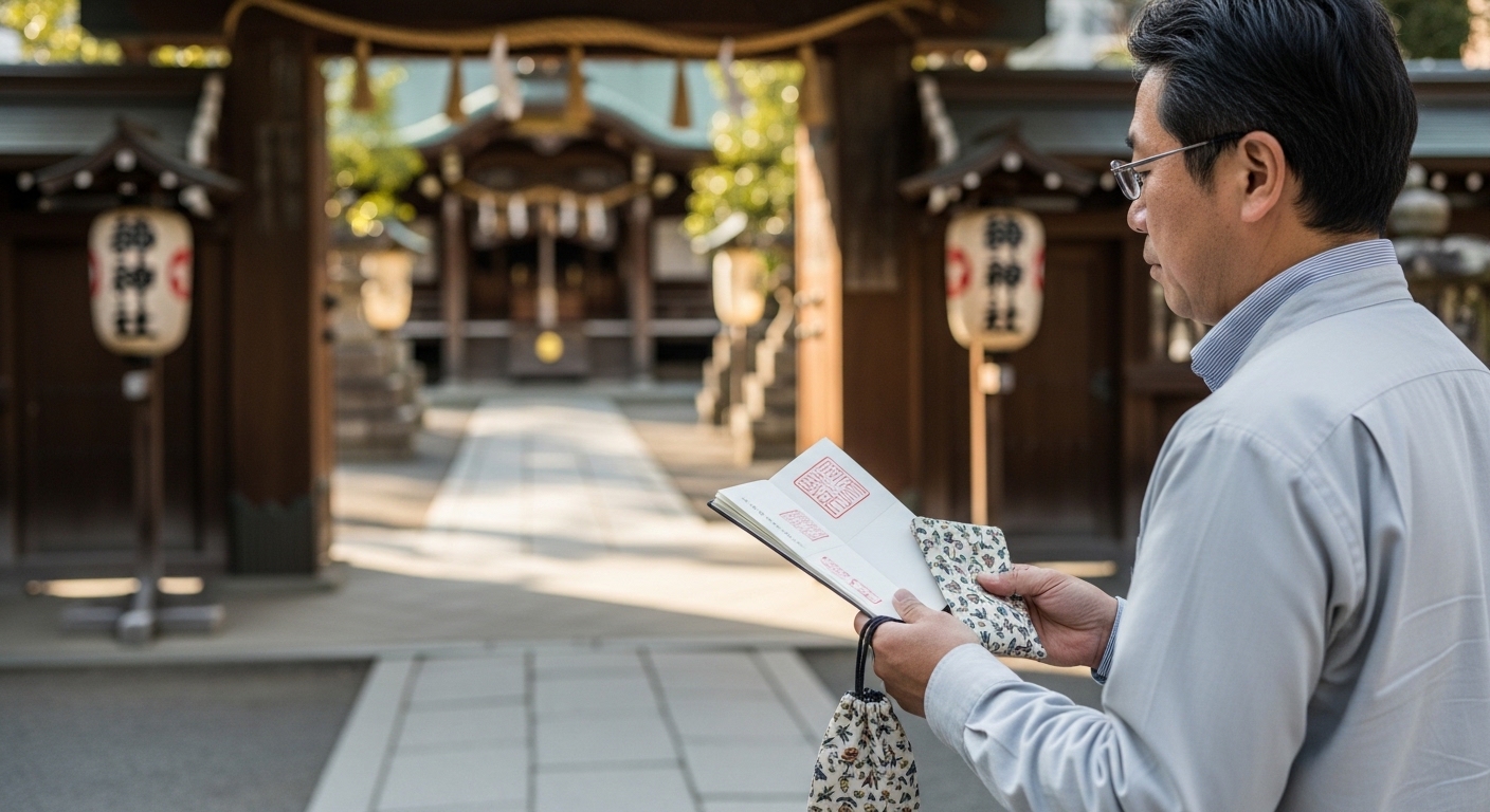 日本人男性が御朱印帳を忘れ書き置きを受け取る