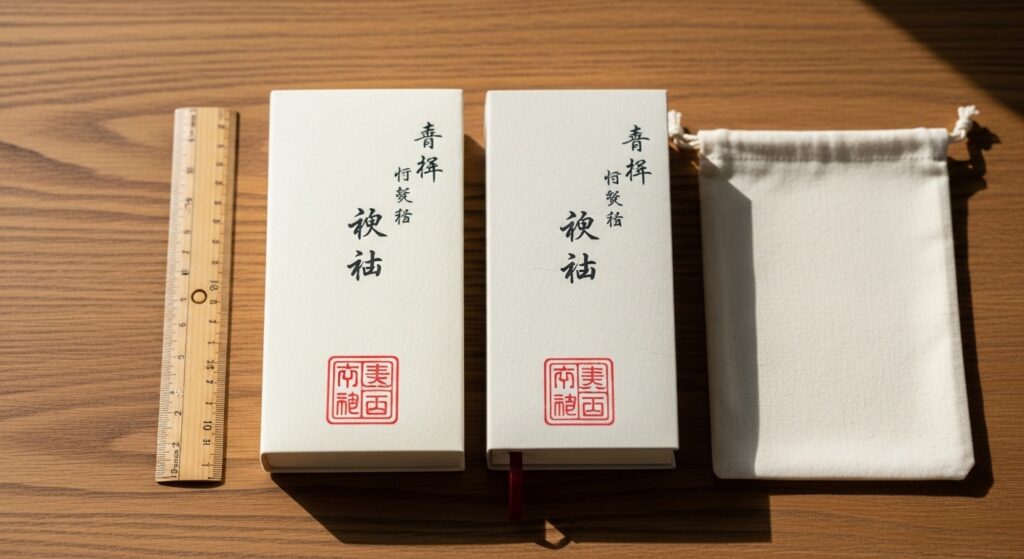 御朱印のタブーや参拝マナーについて理解するため、寺社で注意事項を確認している落ち着いた和の風景