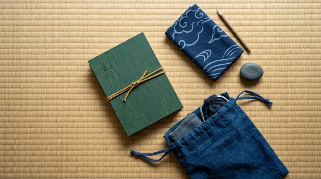 御朱印の書き置きと直書きの違いを確認しながら、御朱印帳を比較して選ぶ女性の様子