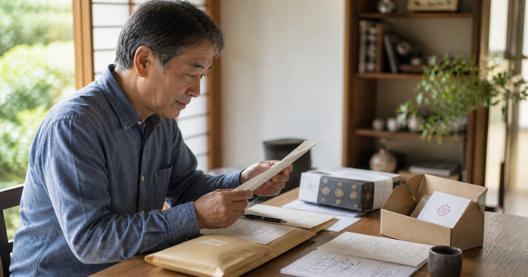 御朱印郵送を確認する日本人男性