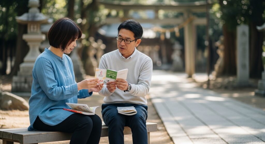 日本人男性が御朱印を授与所で正しく依頼する手順